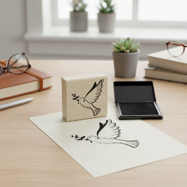 Tampons Encreurs Timbre en caoutchouc de Peace Dove Wood Art