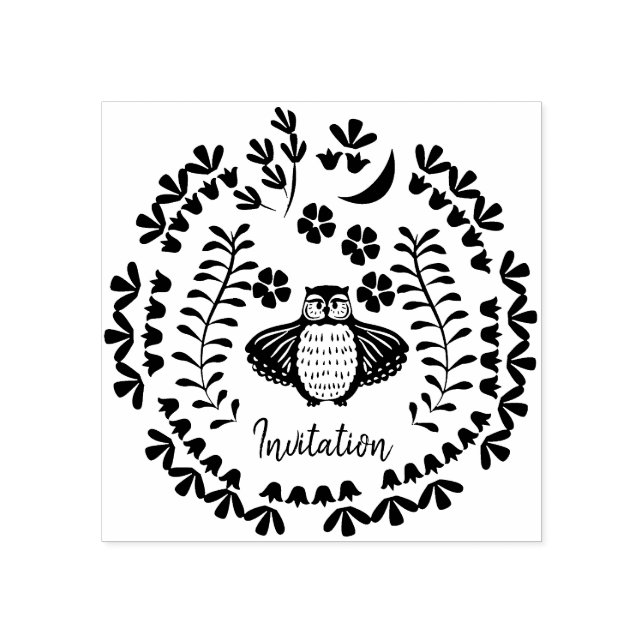 Tampons Encreurs Timbre en caoutchouc fleuri de hibou (Impression)