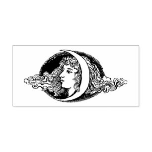 Tampons Encreurs Timbre en caoutchouc "Visage féminin avec lune"