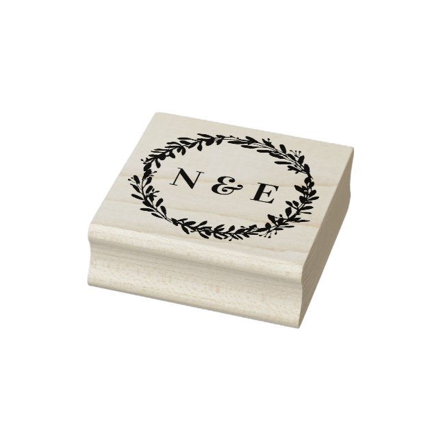 Tampons Encreurs timbre initial de la couronne d'aquarelle feuillue (Tampon)