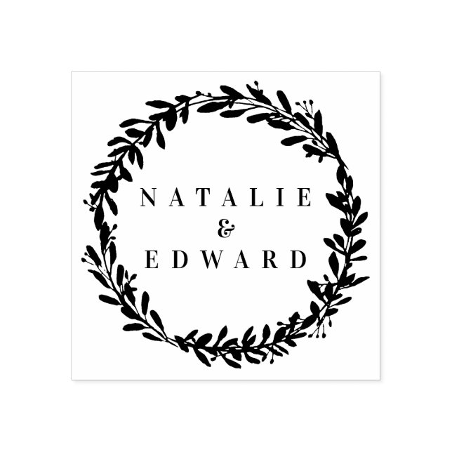 Tampons Encreurs timbre initial de la couronne d'aquarelle feuillue (Impression)