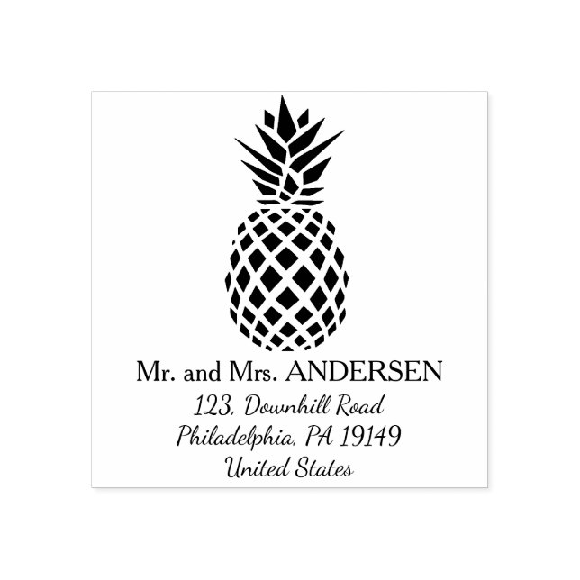 Tampons Encreurs Timbre pour mariage tropical personnalisé ananas (Impression)