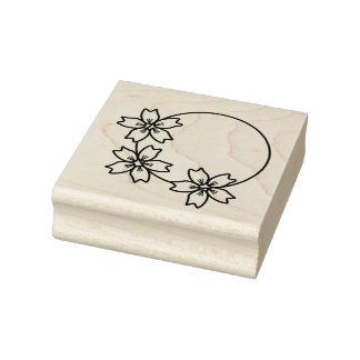 Tampons Encreurs Timbre triple Cerclé Sakura (Fleurs de cerisiers)