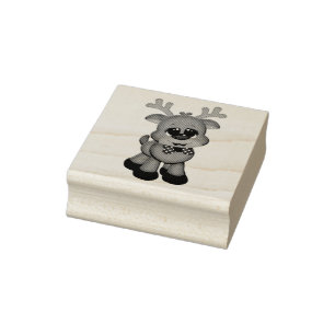 Tampons Encreurs Timbres en bois / Bébé mignonne Rudolph
