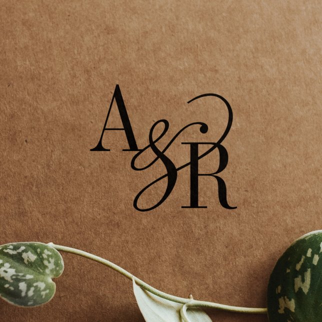 Tampons Encreurs Timbres en caoutchouc de mariage chic moderne à mo (ANDREA Monogram Chic Modern Wedding Rubber Stamps)