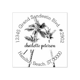 Tampons Encreurs Tropical Palm Trees Hand Lettré Adresse de retour