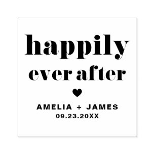 Tampons Encreurs Typographie rétro Gras Heureux Jamais Après Mariag