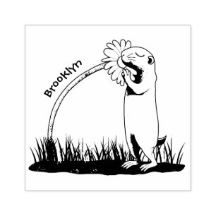 Tampons Encreurs Un mignon chien de prairie reniflant la caricature