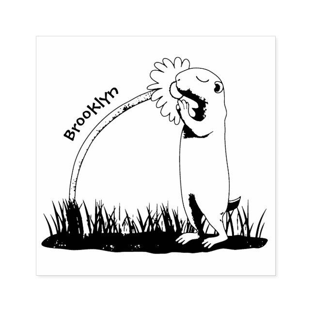 Tampons Encreurs Un mignon chien de prairie reniflant la caricature (Impression)