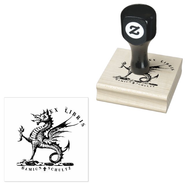 Tampons Encreurs Victorian Mythic Dragon Ex Libris Nom (Tamponné)