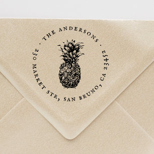 Tampons Encreurs Vintage Ananas Round Nom de famille Adresse de ret