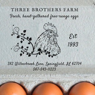 Tampons Encreurs Vintage Egg Carton Family Farm & Adresse