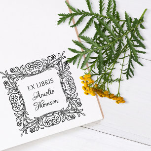 Tampons Encreurs Vintage Floral Frame Custom Ex Librairie Livre