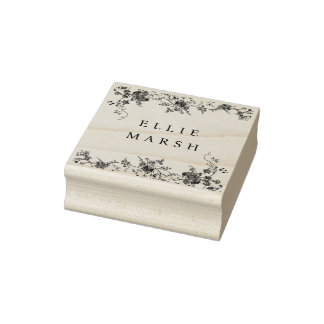 Tampons Encreurs Vintage Floral Toile Français Typographie Marque L
