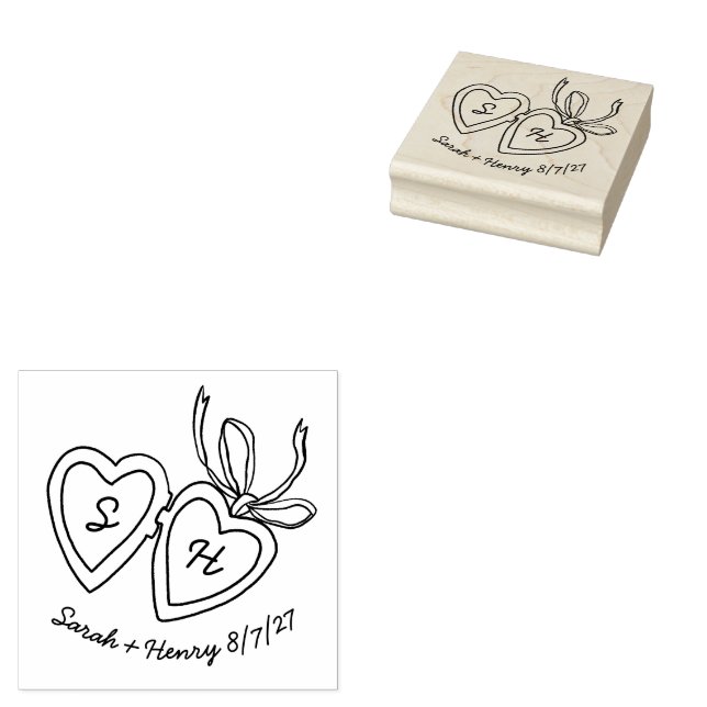 Tampons Encreurs Whimsical Heart Locket Doodle Sketch Modern CUSTOM (Tamponné)