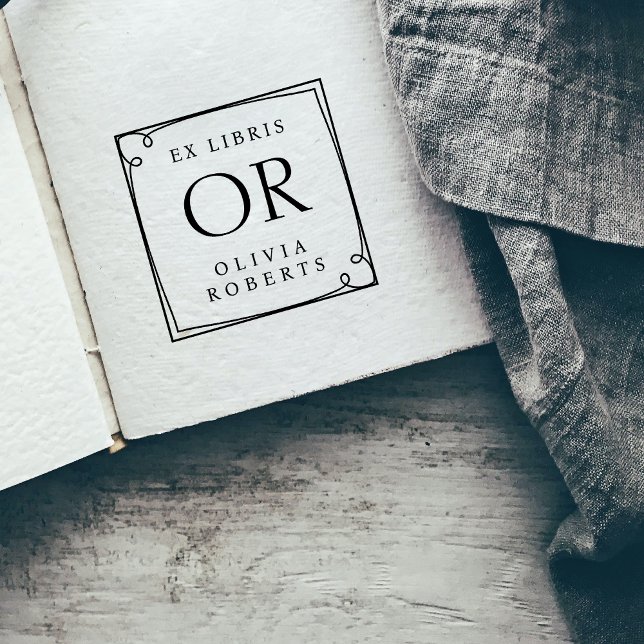 Tampons Encreurs Whimsy Frame Nom personnalisé Monogram Ex Libris (Créateur téléchargé)