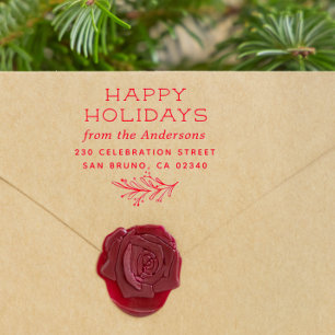 Tampons Encreurs Winter Sprig Happy Holidays Nom et adresse de reto