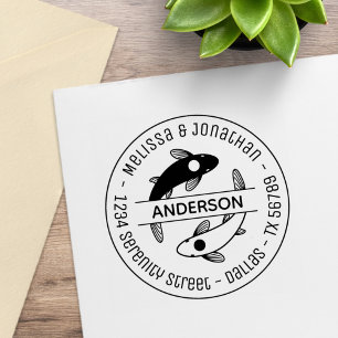 Tampons Encreurs Yin-Yang Fish Couple Family Adresse ronde 3