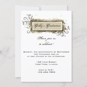 Tan Abstrait Floral Graduation Party Invitation
