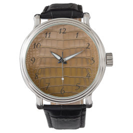 Tan Alligator Muster Armbanduhr