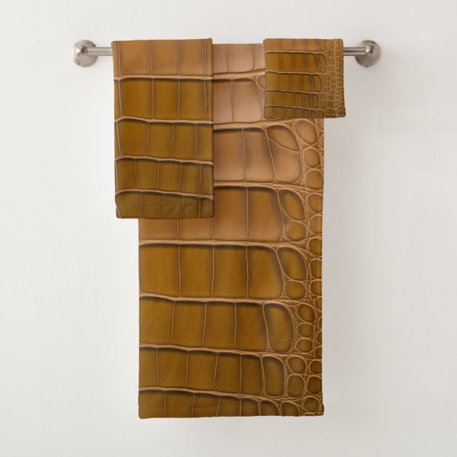 Tan Alligator Pattern-Wohngestaltung Badhandtuch Set (Insitu)