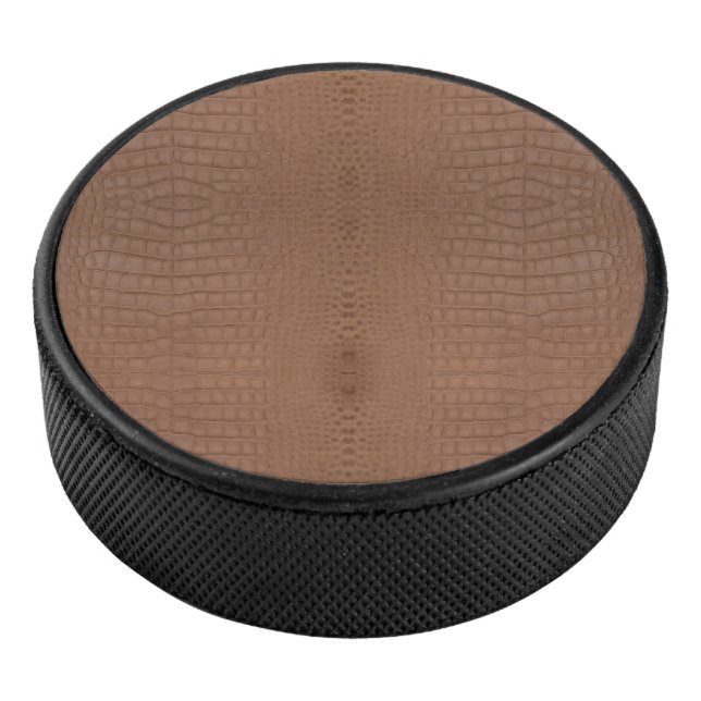 Tan Alligator Textur Print Eishockey Puck (3/4)