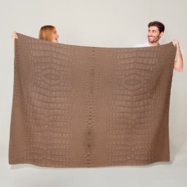 Tan Alligator Textur Print Fleecedecke