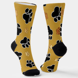 Tan and black paw print on gold background #4 socken