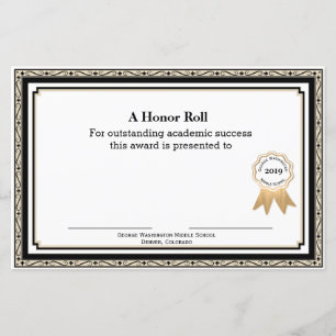 Tan and Black School Award Certificate