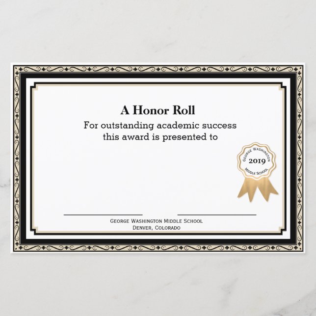 Tan and Black School Award Certificate (Vorderseite)