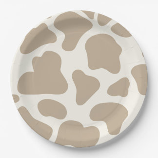 Tan and Cream Cow Print 1st Birthday Pappteller