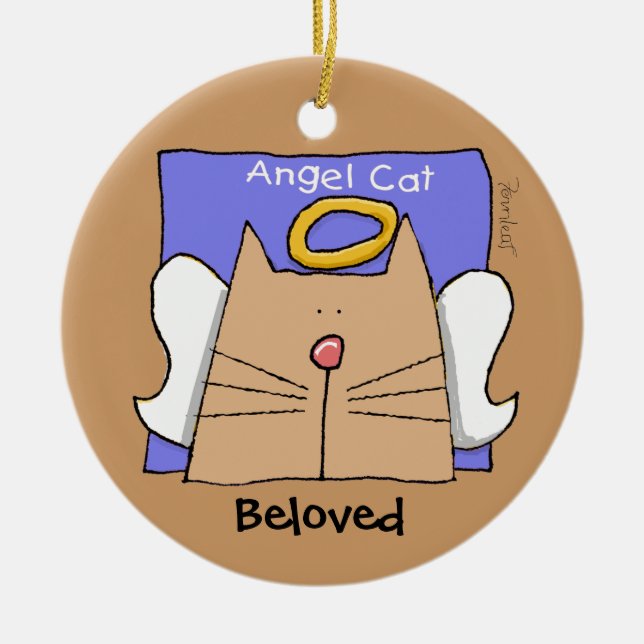 Tan Angel Cat Personalize Keramik Ornament (Vorne)