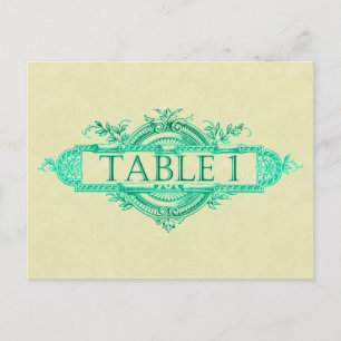 Tan Aqua Vintage Wedding Empfang Tischnummern