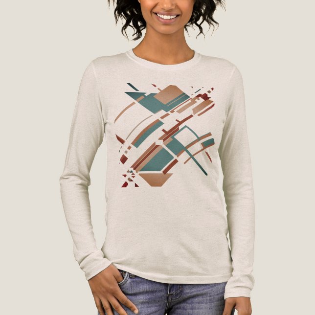 Tan Aquamarine Rost Slanted MCM Look Geometrie Abs Tri-Blend Shirt (Vorderseite)
