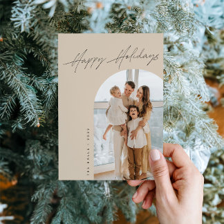 Tan Arch Holiday Foto Weihnachtskarte Feiertagskarte