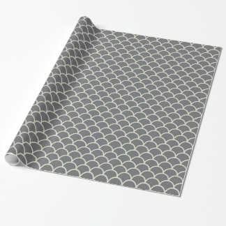 TAN auf grauem Kamm-Muschel-Geschenk-Packpapier Geschenkpapier