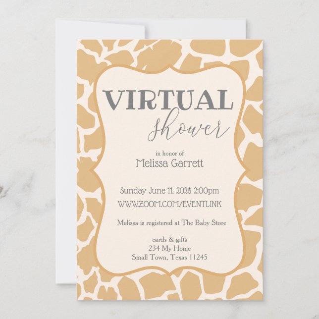 Tan Baby Boy Giraffe Douche Invitation Virtuelle (Devant)