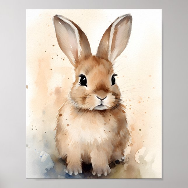 Tan Baby Bunny Rabbit Kinderzimmer Poster (Vorne)