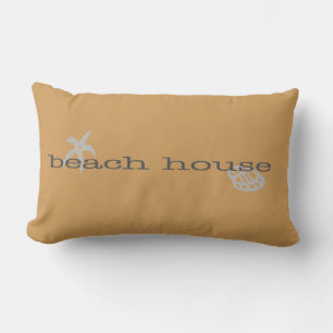 Tan Beach House Throw Kissen Starfish Seashell