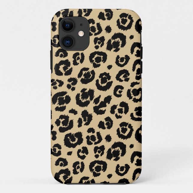 Tan Beige Black Leopard Print Case-Mate iPhone Hülle (Rückseite)
