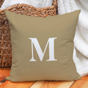Tan Beige Bold Letter Monogram Kissen