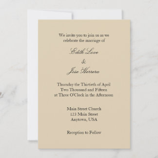 Tan Beige Brown Plat Faire-part de mariage simple