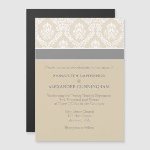 Tan Beige Gris Damas Faire-part de mariage magnéti