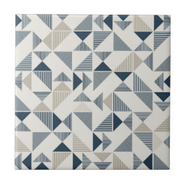 Tan Beige Navy Blue Square Triangle Elegant Fliese