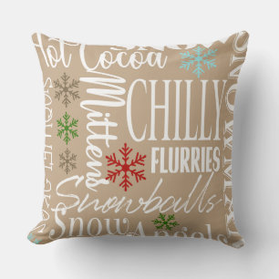 Tan/Beige Reversible Christmas Throw Kissen