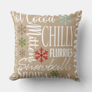 Tan/Beige Reversible Christmas Throw Kissen