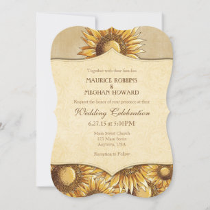 Tan Beige Russe Tournesol Faire-part de mariage