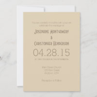 Tan Beige Simple Modern Wedding Einladung
