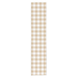 Tan Beige White Gingham Plaid Table Runner Kurzer Tischläufer