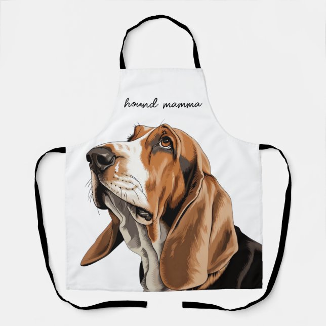 Tan Black and White Basset Hound Lovers Schürze (Vorderseite)
